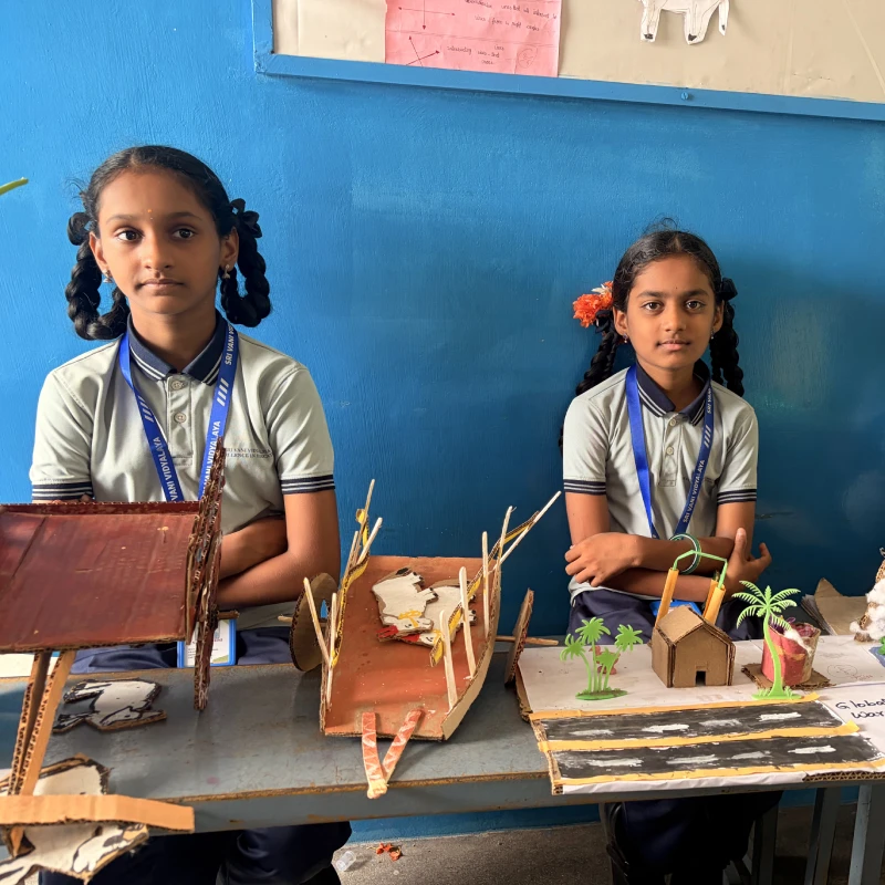 Student with a creative project