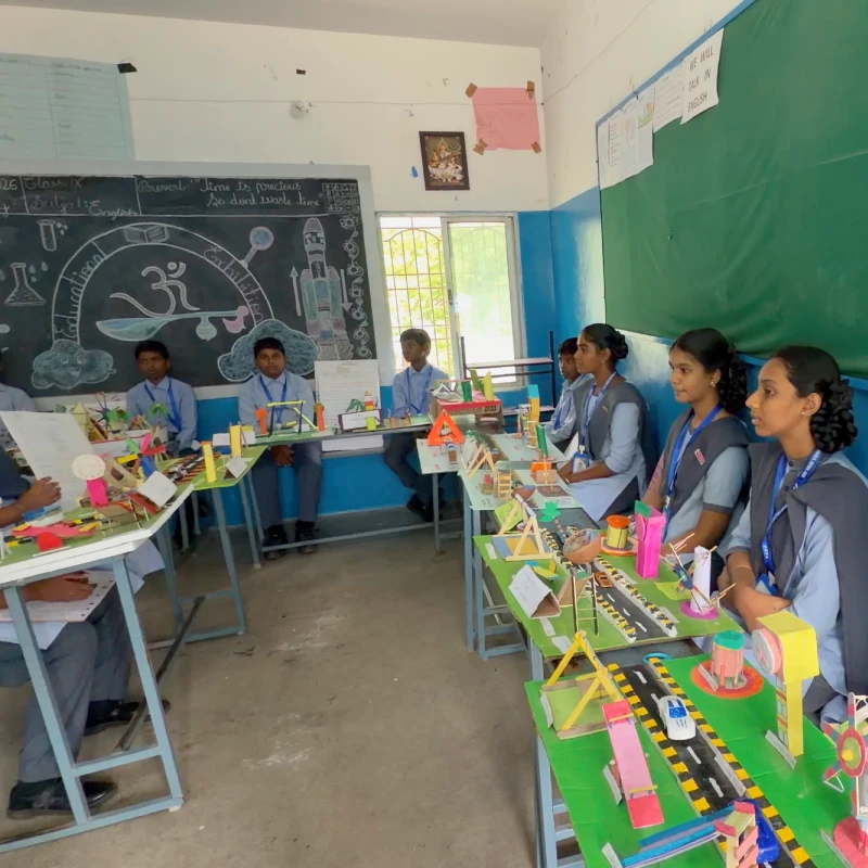 Students presenting science projects